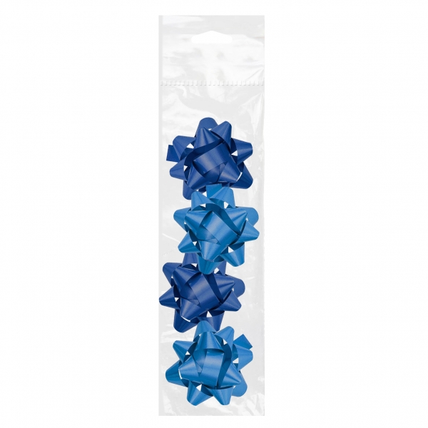 Dohe Chic Pack de 4 Lazos para Regalo - Forma de Estrella - Tamao 6.5cm - Color Azul