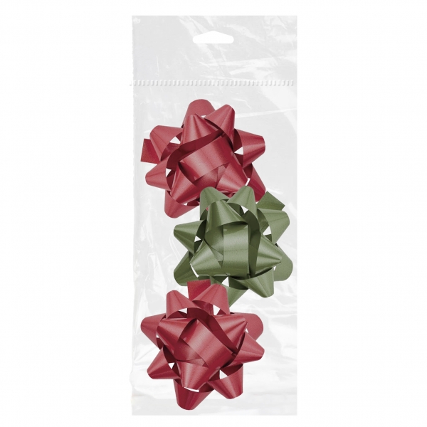 Dohe Chic Pack de 3 Lazos para Regalo - Forma de Estrella - Tamao 8cm - Colores Rojo y Verde