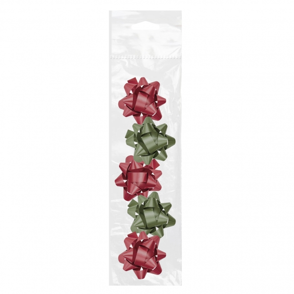 Dohe Chic Pack de 5 Lazos para Regalo - Forma de Estrella - Tamao 5.6cm - Colores Rojo y Verde