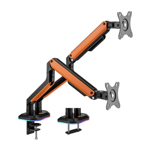 Aisens Soporte de Mesa Profesional Gaming RGB - Giratorio e Inclinable - Acero de Alta Resistencia -