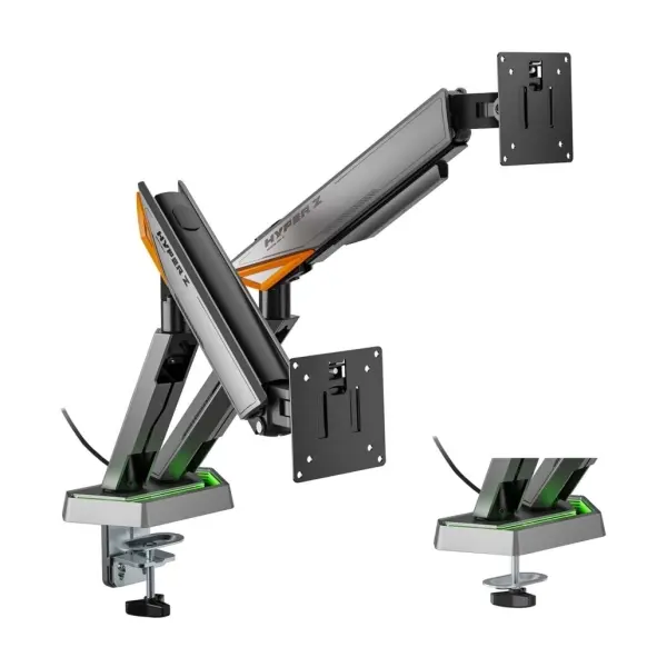 Aisens Soporte de Mesa RGB Gaming Contrapeso Giratorio e Inclinable Para Monitor-TV 16kg - 3 Pivotes