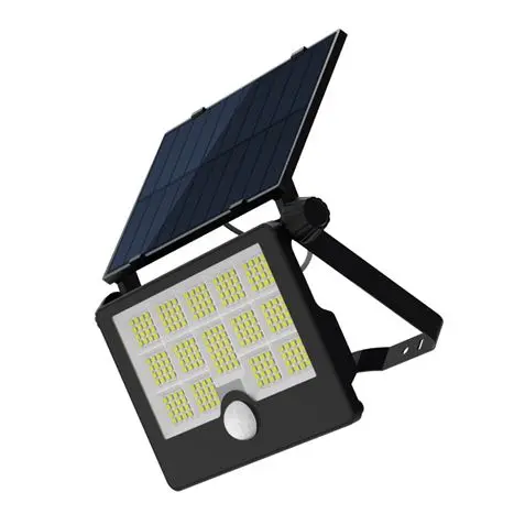 Elbat Foco Solar LED 50W - 1600LM - Luz Fria 6500K - Sensor de Movimiento - Deteccion de 3 a 5 Metro