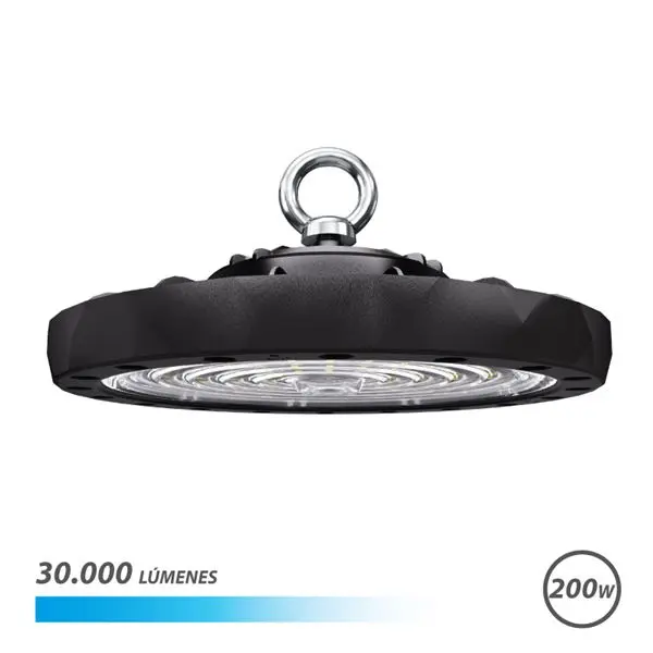 Elbat Lampara LED UFO de Techo - Potencia: 200W - Lumenes: 30000 - Luz Fria: 6500K - Ac 100-240V - D
