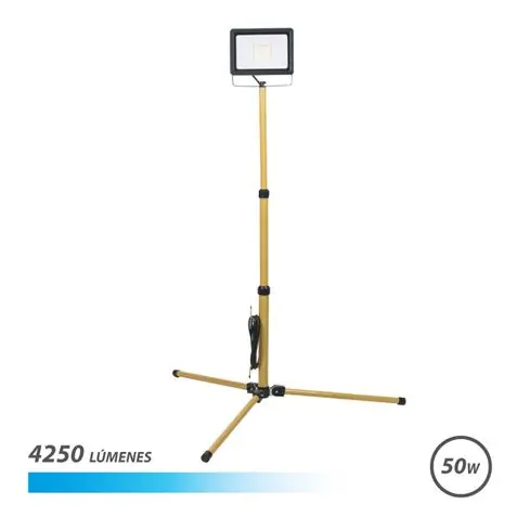 Elbat Foco LED con Tripode 50W - 4250 Lumenes - 6500K Luz Fria - Cable de 3m - IP65 para Uso en Exte