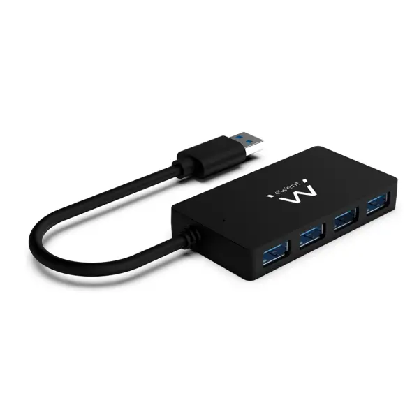 Ewent Hub USB3.2 Gen 1 USB-A de 4 Puertos - Alimentado por USB - Color Negro