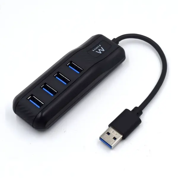 Ewent EW1138 Hub 4 Puertos USB 3.2 - Longitud Cable 15 cm - Velocidad Transferencia max 5Gps - Color