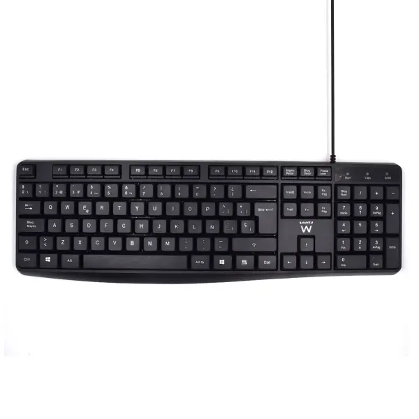 Ewent Teclado con Cable de Oficina - 104 Teclas - Cable USB-A de 1.35m - Color Negro
