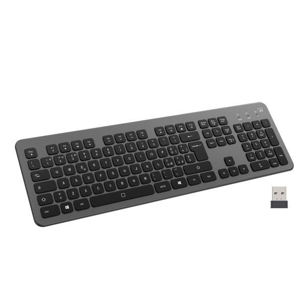 Ewent EW3296 Teclado Inalambrico Multiconexion - 3 Conexiones Simultaneas - 1xWireless 2.4GHz, 2xBlu