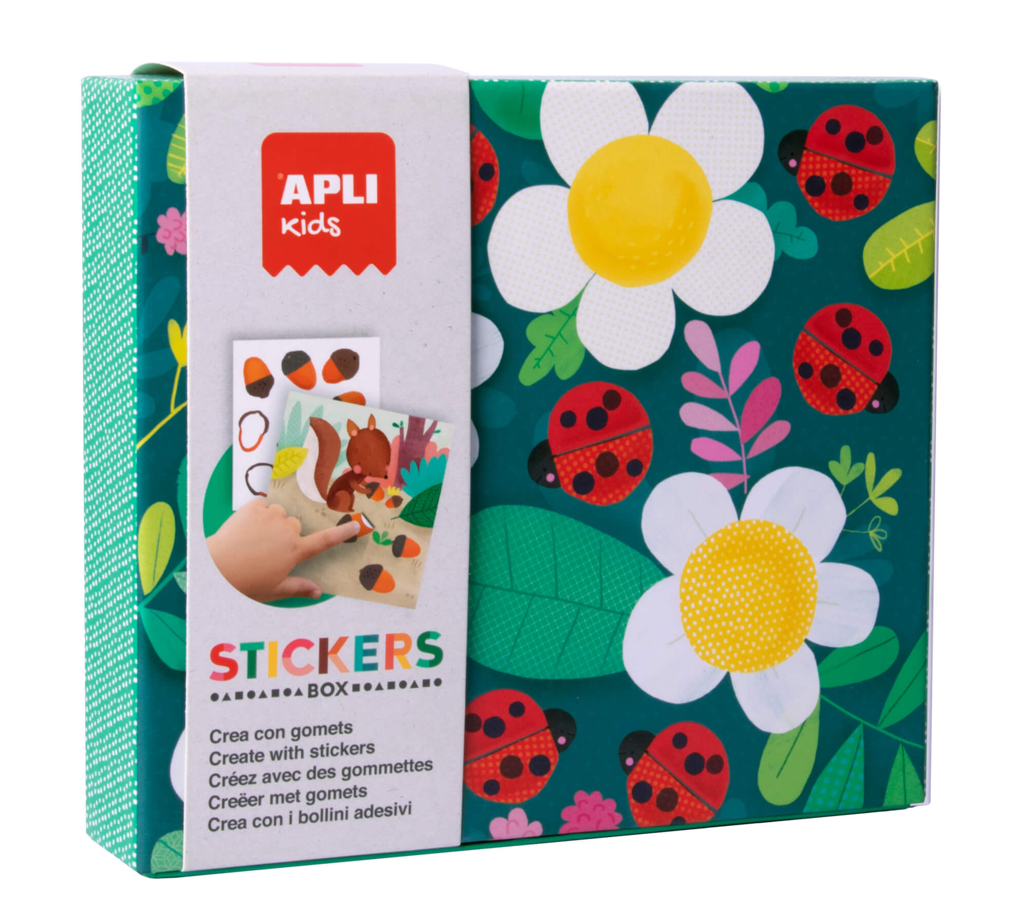 Apli Kids Juegos de Gomets Mariquita - 8 Laminas Ilustradas de 200G - 8 Hojas de Gomets Removibles G