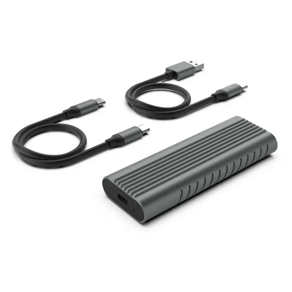 Ewent Caja Externa USB 3.2 - USB-C SSD sin Tornillos - Cable USB C-C y USB C-A - Color Gris