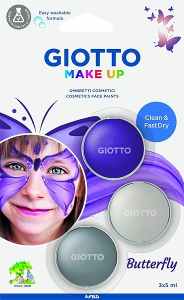 Giotto Make Up Butterfly Pack con 3 Maquillajes Faciales de Tematica Mariposa - Se Lava con Agua - D