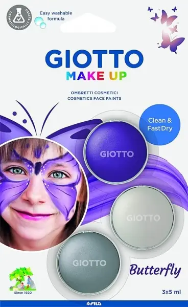 Giotto Make Up Butterfly Pack con 3 Maquillajes Faciales de Tematica Mariposa - Se Lava con Agua - D