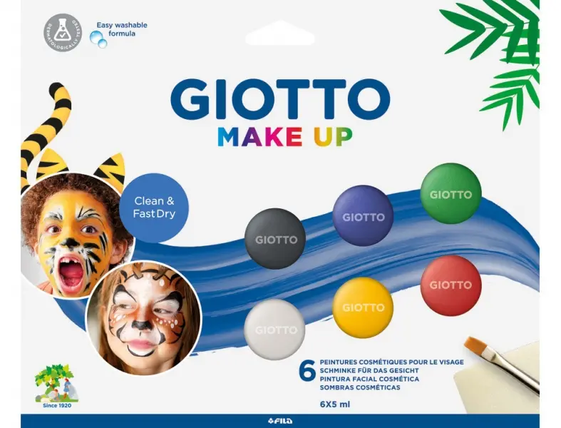 Giotto Make Up Classic Pack con 6 Maquillajes Faciales - Se Lava con Agua - Dermatologicamente Testa