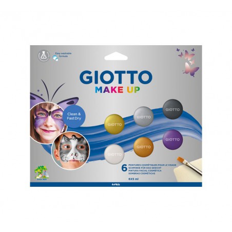 Giotto Make Up Metallic Pack con 6 Maquillajes Faciales - Se Lava con Agua - Dermatologicamente Test
