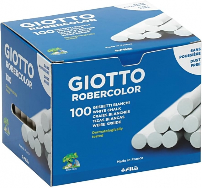 Giotto Robercolor Pack de 100 Tizas Redondas - Testadas Dermatologicamente - Compactas y Duraderas -