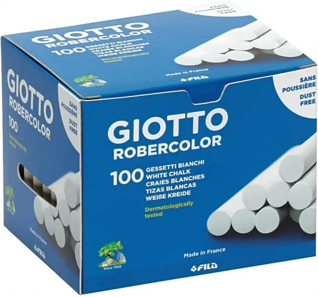 Giotto Robercolor Pack de 100 Tizas Redondas - Testadas Dermatologicamente - Compactas y Duraderas -