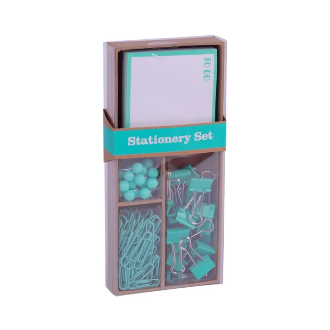 Apli Fluor Collection Set de Oficina - 25 Pins, 80 Clips de 28mm, 20 Pinzas Abatibles de 19mm y Nota