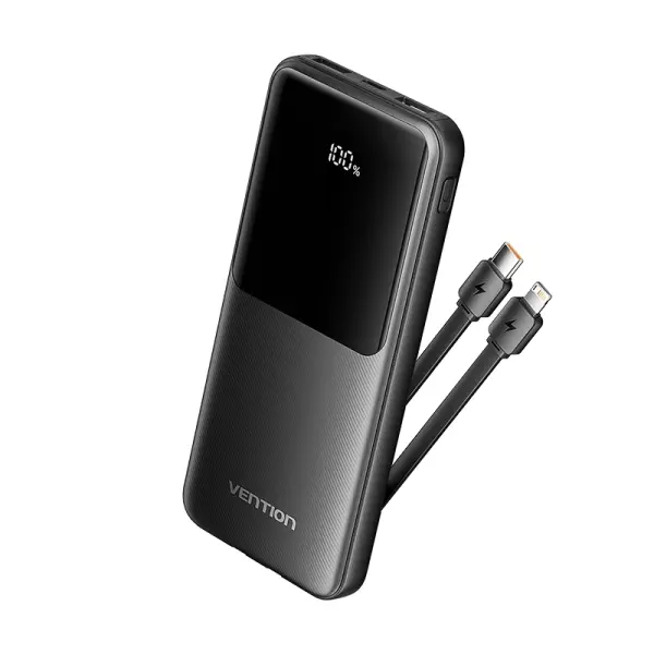 Vention Power Bank 10.000mAh - Multiples interfaces USB - Carga rapida - Salida total 3A - Color Neg