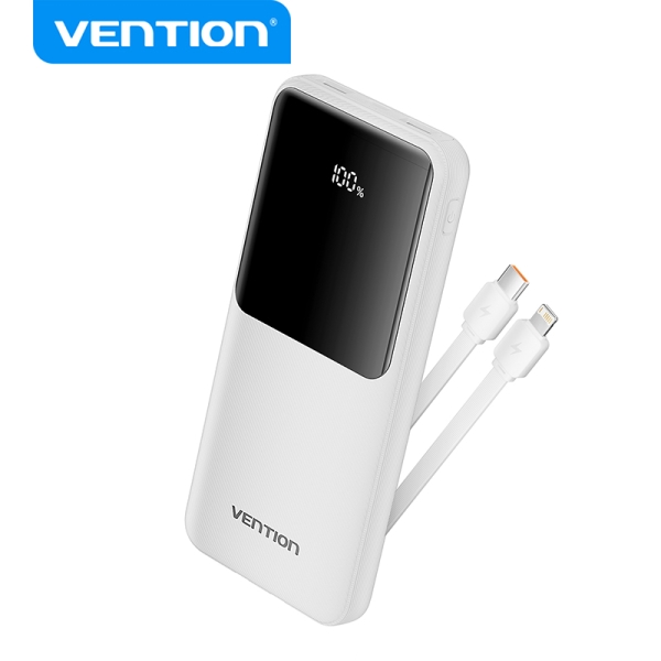 Vention Power Bank 10.000mAh - Multiples interfaces USB - Carga rapida - Salida total 3A - Color Bla