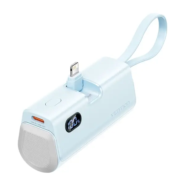 Vention PowerBank 4800mAh - Lightning - Carga Rapida 22.5W - Conector Plegable - Color Azul