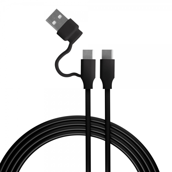 FR-TEC Cable de Carga USB-C a USB-C con Adaptador USB-A - Compatible con los Puertos PS5 - Longitud 