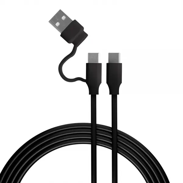 FR-TEC Cable de Carga USB-C a USB-C con Adaptador USB-A - Compatible con los Puertos PS5 - Longitud 