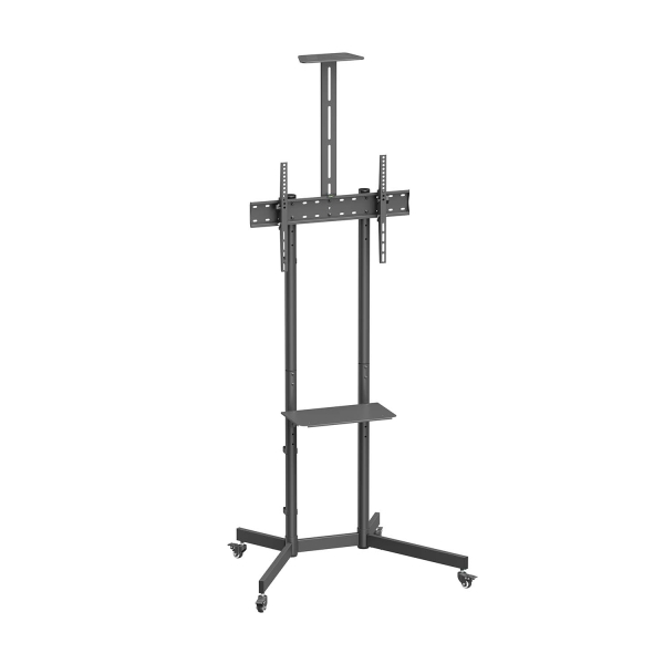 Aisens Soporte de Suelo ECO con Rueda - Bandeja para DVD y Soporte de Camara para Monitor/TV 45kg de
