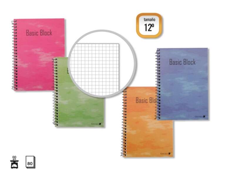 Golden Cuaderno Espiral 12� Natural (85x125mm) 80 Hojas 60gr Cuadricula - Margen Remarcado - Tapa No