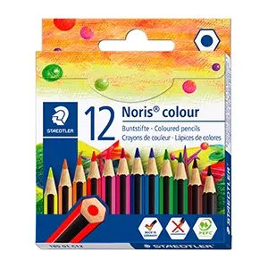 Staedtler Noris Colour 185 Pack de 12 Lapices Hexagonales de Colores - Resistencia a la Rotura - Mat