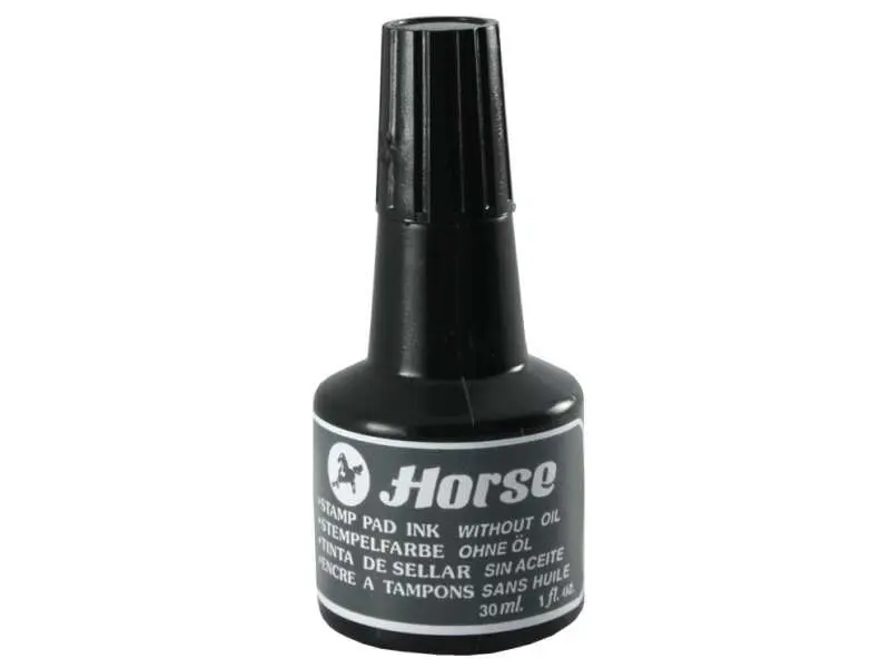 Horse Bote de Tinta para Tampon 30ml - Sin Aceite - Color Negro