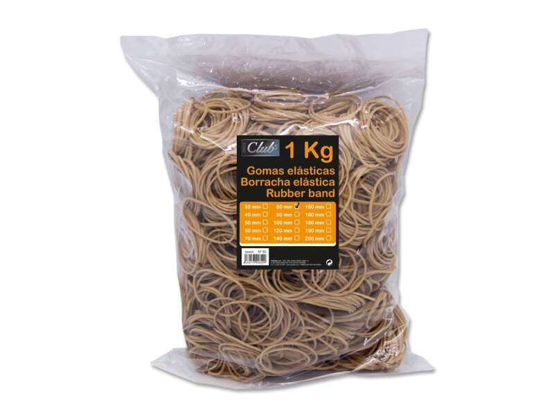 Ingraf Bolsa de 1kg de Gomas Elasticas 80mm - Alta Calidad - 70% Caucho - Gran Resistencia y Elastic