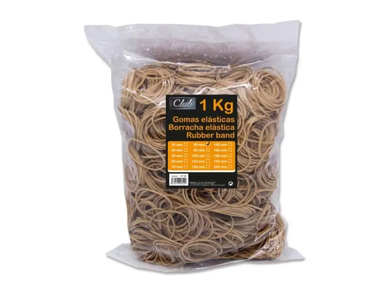 Ingraf Bolsa de 1kg de Gomas Elasticas 80mm - Alta Calidad - 70% Caucho - Gran Resistencia y Elastic