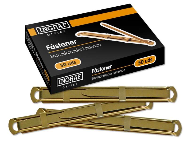 Ingraf Pack de 50 Fasteners - Latonado para Encuadernacion Rapida y Resistente - Incluye Lengeta y 