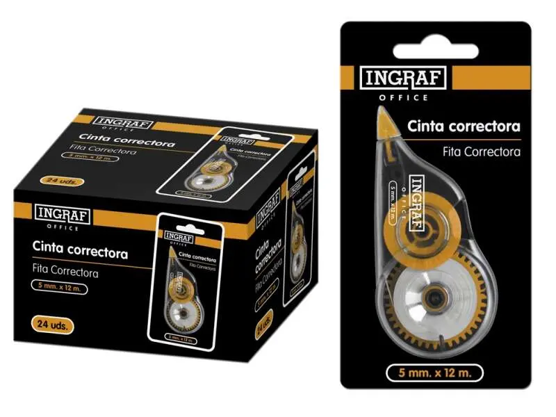 Ingraf Cinta Correctora en Seco 5mmx12m - Correccion Rapida y Limpia - Escritura Inmediata