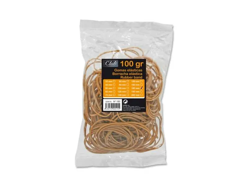 Ingraf Bolsa de 100gr de Gomas Elasticas 180mm - Alta Calidad - 70% Caucho - Gran Resistencia y Elas