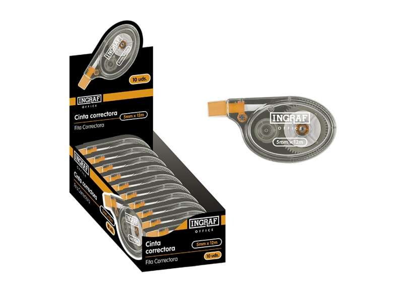 Ingraf Cinta Correctora en Seco de Alta Calidad 5mmx12m - Aplicacion Lateral - Corrige Rapidamente -