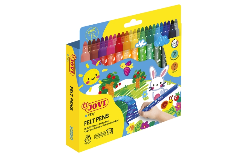 Jovi Felt Pens Estuche de 24 Rotuladores Jumbo - Amplia Variedad de Tonos - Tinta de Gran Fijacion -