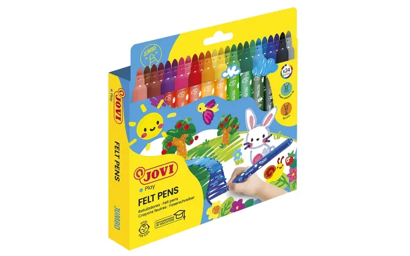 Jovi Felt Pens Estuche de 24 Rotuladores Jumbo - Amplia Variedad de Tonos - Tinta de Gran Fijacion -