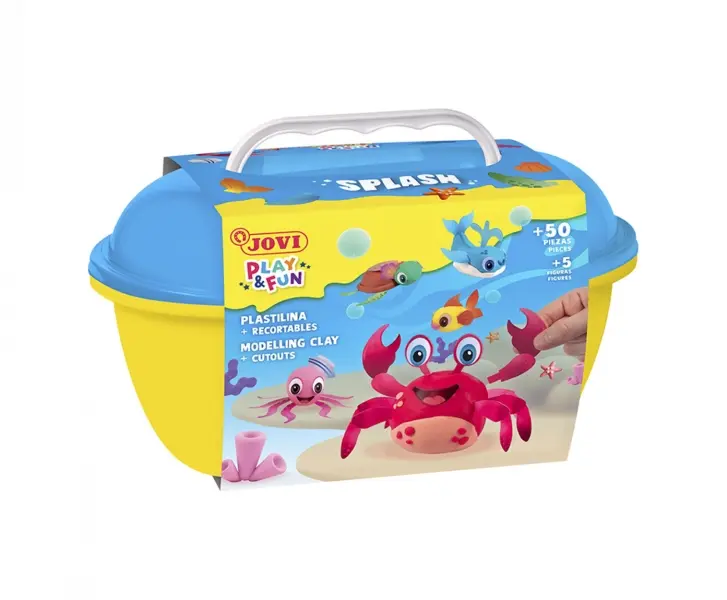 Jovi Play & Fun Cofre Splash con 24 Barras de Plastilina 15gr + Modeladores + Recortables - Sin Glut