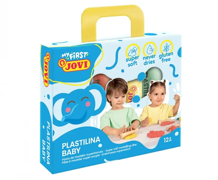 Jovi My First Plastilina Estuche de 4 Pastillas de Plastilina 38gr - Super Blanda - Estimula Creativ