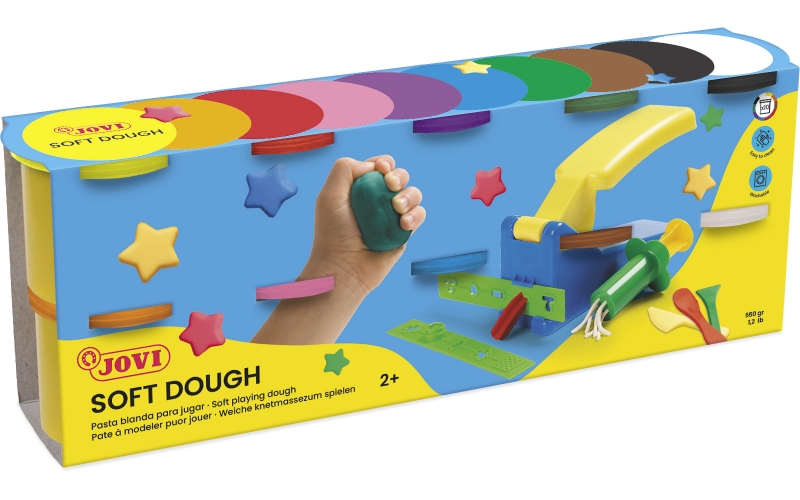 Jovi Soft Dough Blandiver Estuche de 10 Botes 110gr - Blanda y Flexible - Facil de Amasar y Moldear 