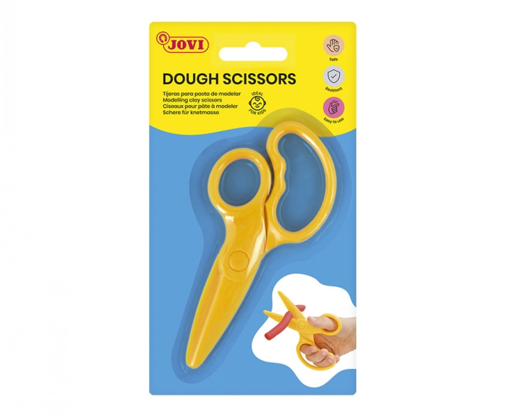 Jovi Dough Scissors Tijeras para Pasta de Modelar - Uso Infantil - Tambien Corta Papel - Color Amari