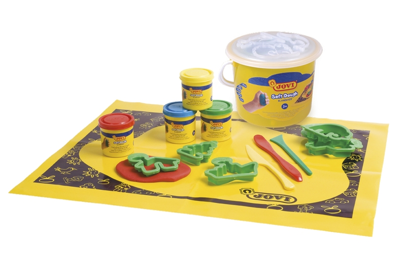 Jovi Soft Dough Blandiver Cubo 4 Botes 50gr + Accesorios - Blanda y Flexible - Facil de Amasar y Mol