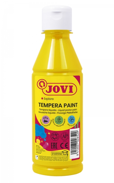 Jovi Tempera Paint Tempera Liquida 250ml - Base Agua - Lista para Usar - Alto Poder Cubriente - Seca
