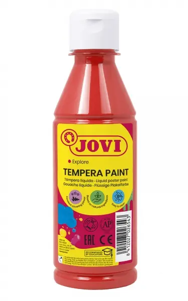 Jovi Tempera Paint Tempera Liquida 250ml - Base Agua - Lista para Usar - Alto Poder Cubriente - Seca