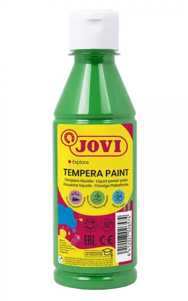 Jovi Tempera Paint Tempera Liquida 250ml - Base Agua - Lista para Usar - Alto Poder Cubriente - Seca