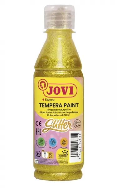 Jovi Glitter Tempera Liquida Base Agua 250ml - Particulas de Purpurina - Excelente Rendimiento - Sec