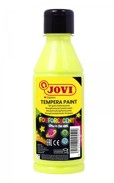 Jovi Tempera Paint Tempera Liquida Fosforescente 250ml - Brilla en la Oscuridad - Secado Rapido - Ex