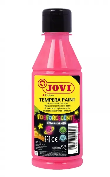 Jovi Tempera Paint Tempera Liquida Fosforescente 250ml - Brilla en la Oscuridad - Secado Rapido - Ex