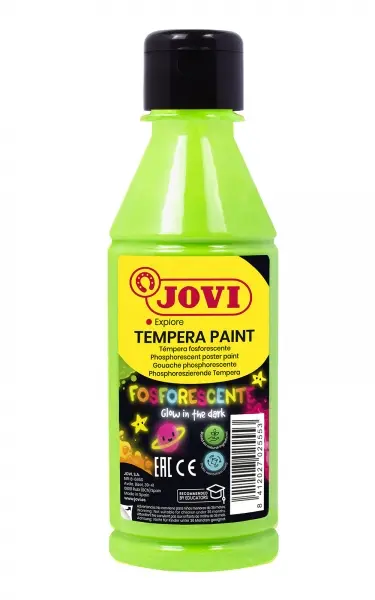 Jovi Tempera Paint Tempera Liquida Fosforescente 250ml - Brilla en la Oscuridad - Secado Rapido - Ex